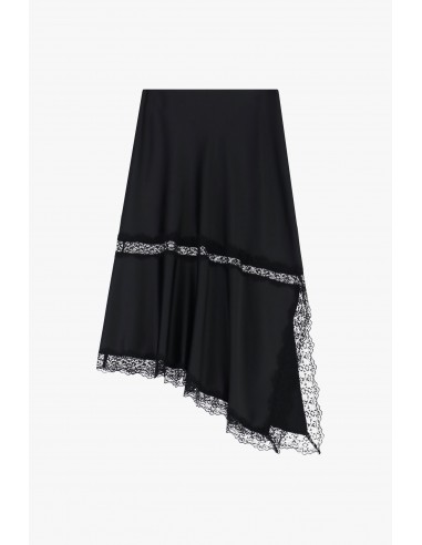 Imperial Femme Jupe asymetrique en satin noir et dentelle noire Imperial Femme Jupe asymetrique en satin noir et dentelle noire