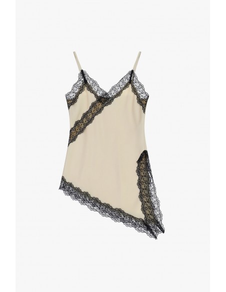 Imperial Femme Debardeur asymetrique ecru et dentelle Imperial Femme Debardeur asymetrique ecru et dentelle