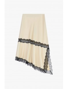 Imperial Femme Jupe asymetrique en satin ecru et dentelle noire Imperial Femme Jupe asymetrique en satin ecru et dentelle noire