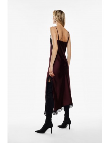 Imperial Femme robe asymetrique en satin Kaki et dentelle Imperial Femme robe asymetrique en satin Kaki et dentelle