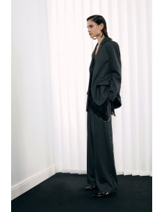 Imperial Femme Pantalon Palazzo noir chiné chaine decorative Imperial Femme Pantalon Palazzo noir chiné chaine decorative