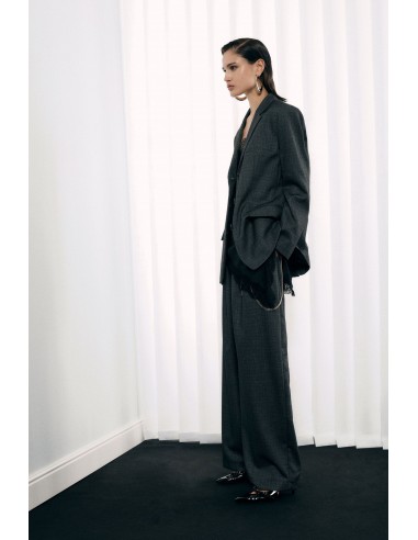 Imperial Femme Pantalon Palazzo noir chiné chaine decorative Imperial Femme Pantalon Palazzo noir chiné chaine decorative