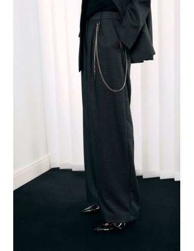 Imperial Femme Pantalon Palazzo noir chiné chaine decorative Imperial Femme Pantalon Palazzo noir chiné chaine decorative