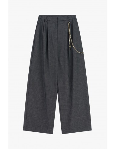 Imperial Femme Pantalon Palazzo noir chiné chaine decorative Imperial Femme Pantalon Palazzo noir chiné chaine decorative