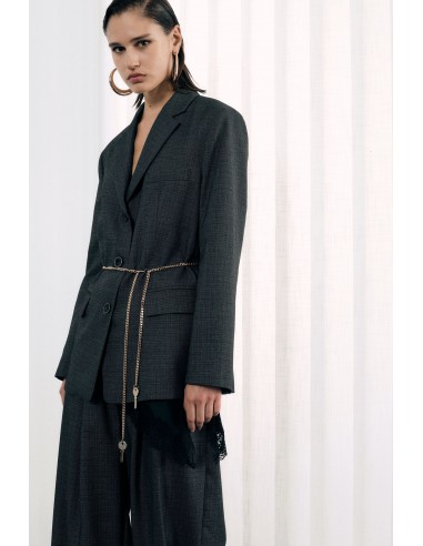 Imperial femme blazer noir chiné avec chaine decorative Imperial femme blazer noir chiné avec chaine decorative