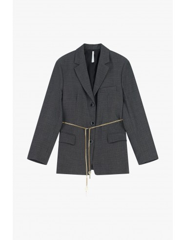 Imperial femme blazer noir chiné avec chaine decorative Imperial femme blazer noir chiné avec chaine decorative