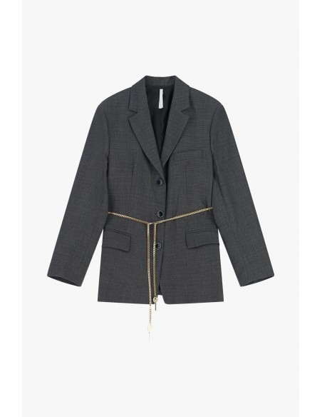 Imperial femme blazer noir chiné avec chaine decorative Imperial femme blazer noir chiné avec chaine decorative
