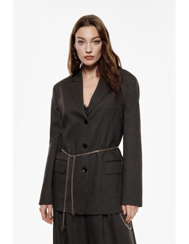 Imperial femme blazer marron chiné avec chaine decorative Imperial femme blazer marron chiné avec chaine decorative