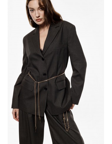 Imperial femme blazer marron chiné avec chaine decorative Imperial femme blazer marron chiné avec chaine decorative