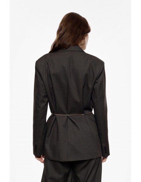 Imperial femme blazer marron chiné avec chaine decorative Imperial femme blazer marron chiné avec chaine decorative