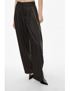 Imperial Femme Pantalon Palazzo marron chiné chaine decorative Imperial Femme Pantalon Palazzo marron chiné chaine decorative