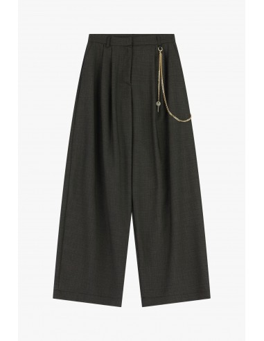 Imperial Femme Pantalon Palazzo marron chiné chaine decorative Imperial Femme Pantalon Palazzo marron chiné chaine decorative