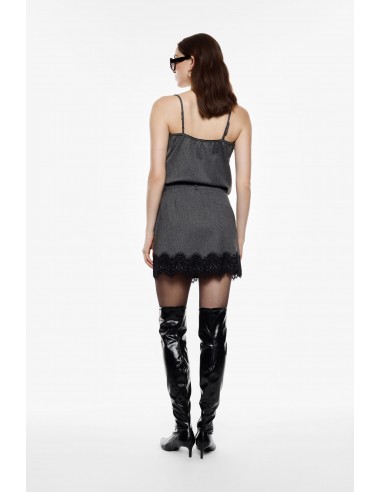 Imperial Femme Jupe courte grise avec incrustation en dentelle Imperial Femme Jupe courte grise avec incrustation en dentelle