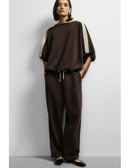 Imperial Femme Pantalon de jogging chocolat a Galon rayé Imperial Femme Pantalon de jogging chocolat a Galon rayé