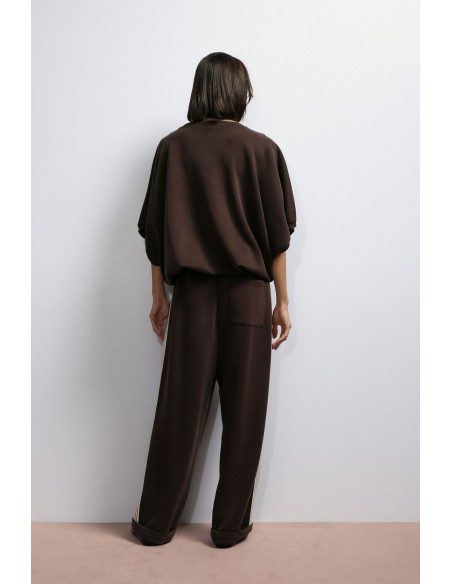 Imperial Femme Pantalon de jogging chocolat a Galon rayé vue dos Imperial Femme Pantalon de jogging chocolat a Galon rayé vue dos