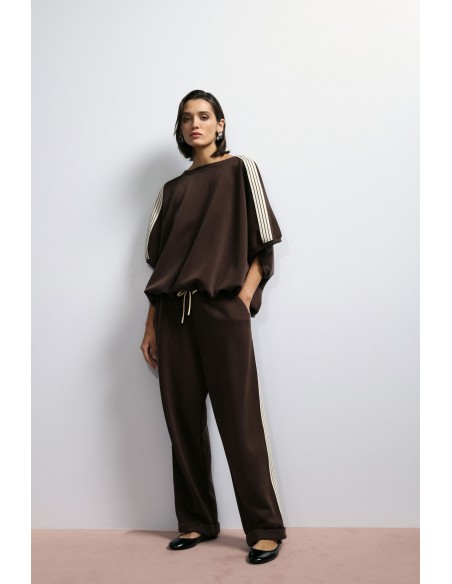 Imperial Femme Pantalon de jogging chocolat a Galon rayé Imperial Femme Pantalon de jogging chocolat a Galon rayé