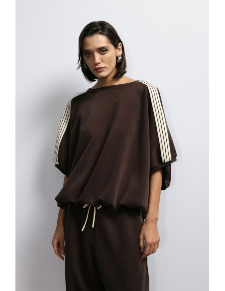 Imperial Femme sweat-shirt Chocolat Oversize à manches courtes