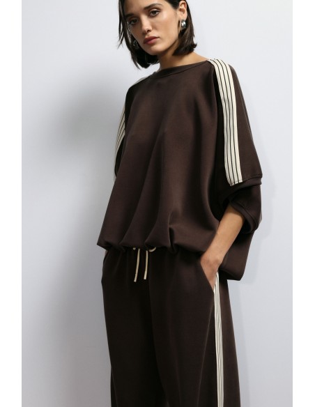 Imperial Femme sweat-shirt Chocolat Oversize à manches courtes
