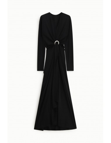 Imperial Femme Robe longue noire drapé et oeillet central