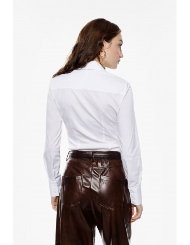 Imperial Femme Chemisier ajusté à manches longues en popeline de coton