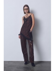 Imperial Femme Debardeur asymetrique Léopard et dentelle