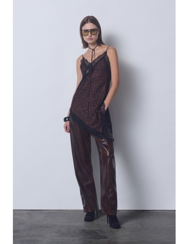 Imperial Femme Debardeur asymetrique Léopard et dentelle