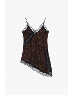 Imperial Femme Debardeur asymetrique Léopard et dentelle