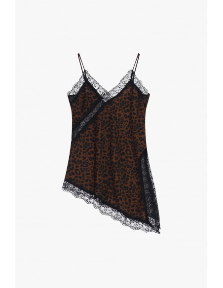 Imperial Femme Debardeur asymetrique Léopard et dentelle