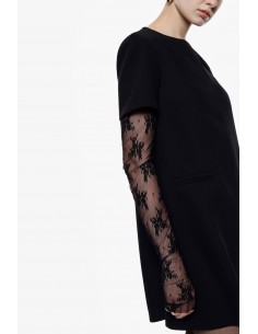 Imperial Femme Robe courte noire avec Mitaine en dentelle
