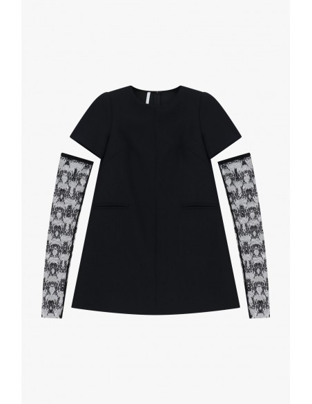 Imperial Femme Robe courte noire avec Mitaine en dentelle
