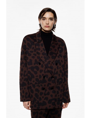 Imperial femme blazer croisé forme oversize en jersey Leopard