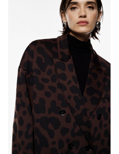 Imperial femme blazer croisé forme oversize en jersey Leopard