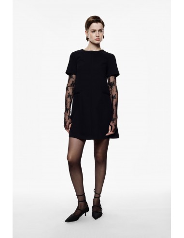 Imperial Femme Robe courte noire avec Mitaine en dentelle