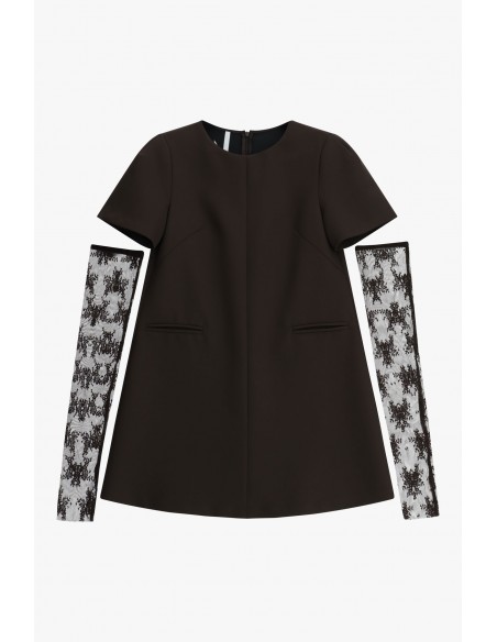 Imperial Femme Robe courte chocolat avec Mitaine en dentelle