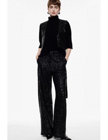 Imperial Femme Pantalon Palazzo noir a sequins