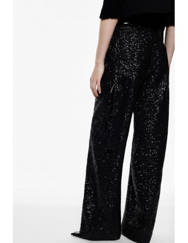 Imperial Femme Pantalon Palazzo noir a sequins