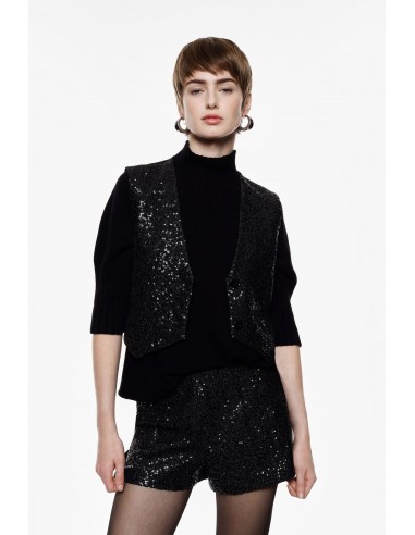 Imperial Femme gilet court en sequins noirs