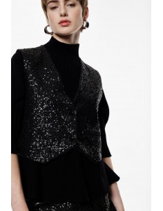 Imperial Femme gilet court en sequins noirs