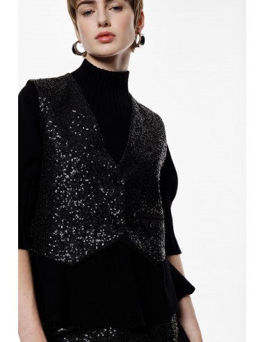 Imperial Femme gilet court en sequins noirs
