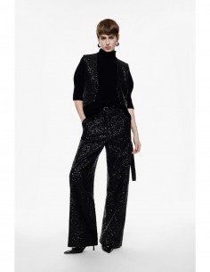 Imperial Femme Pantalon Palazzo noir a sequins