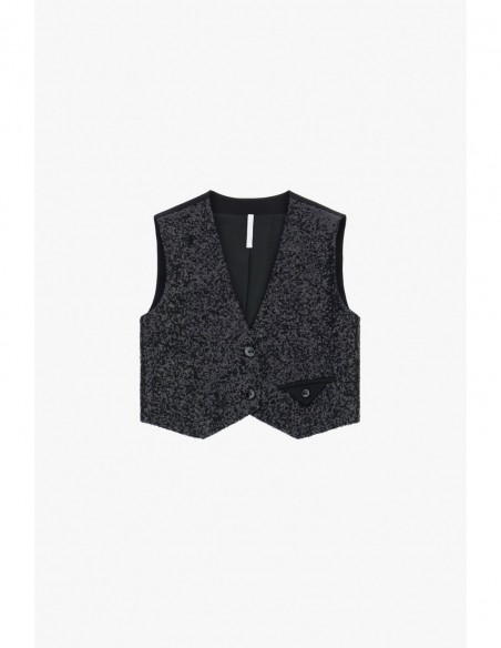 Imperial Femme Pantalon Palazzo noir a sequins