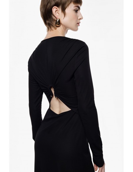 Imperial femme robe longue noire echancrée au dos