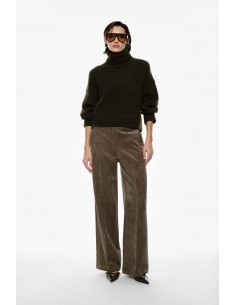 Imperial Femme pantalon Kaki forme Palazzo en velours cotelé