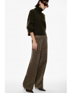 Imperial Femme pantalon Kaki forme Palazzo en velours cotelé