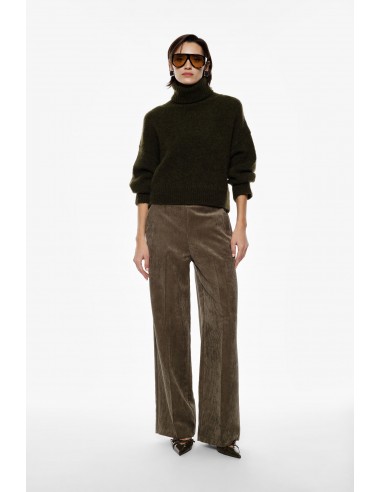 Imperial Femme pantalon ecru forme Palazzo en velours cotelé