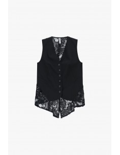 Imperial Femme gilet long avec dos en tulle et sequins