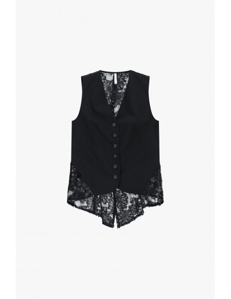 Imperial Femme gilet long avec dos en tulle et sequins
