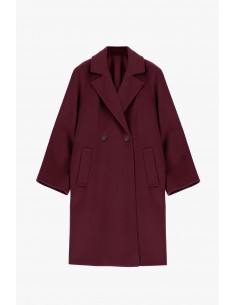 Imperial Femme manteau court Prune à boutonnage croisé