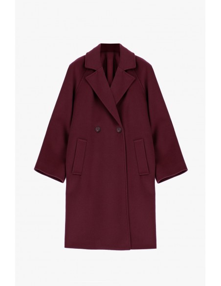 Imperial Femme manteau court Prune à boutonnage croisé