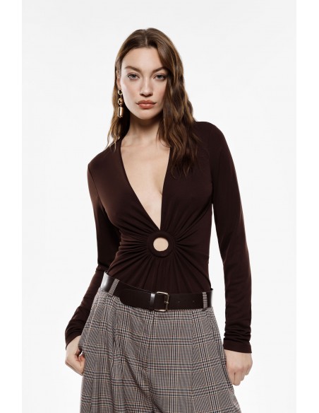 Imperial Femme body Prune avec detail ajouré